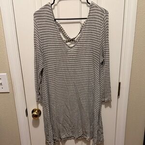 Olivia Sky Gray Striped Midi Dress